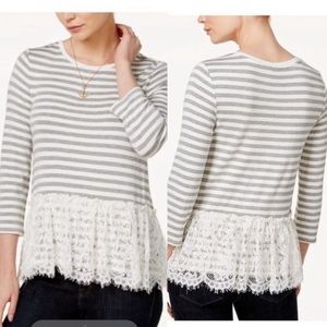 Maison Jules Striped Peplum Top